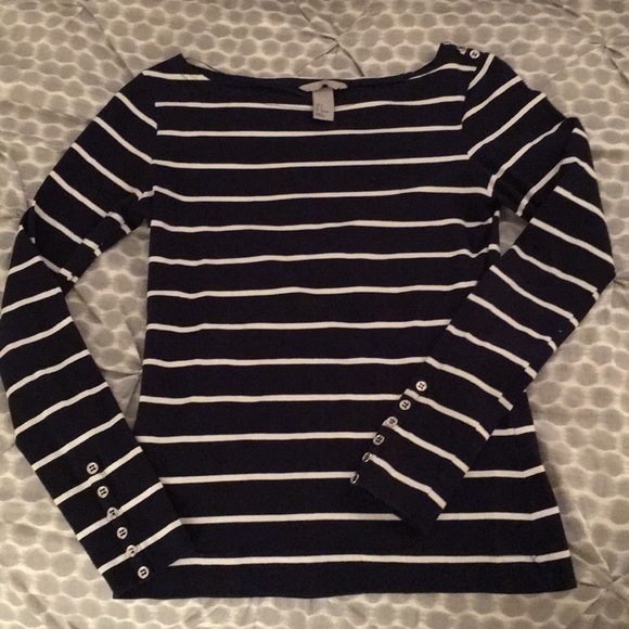 H&M Tops - H&M Navy and White Long Sleeve Sailor Top